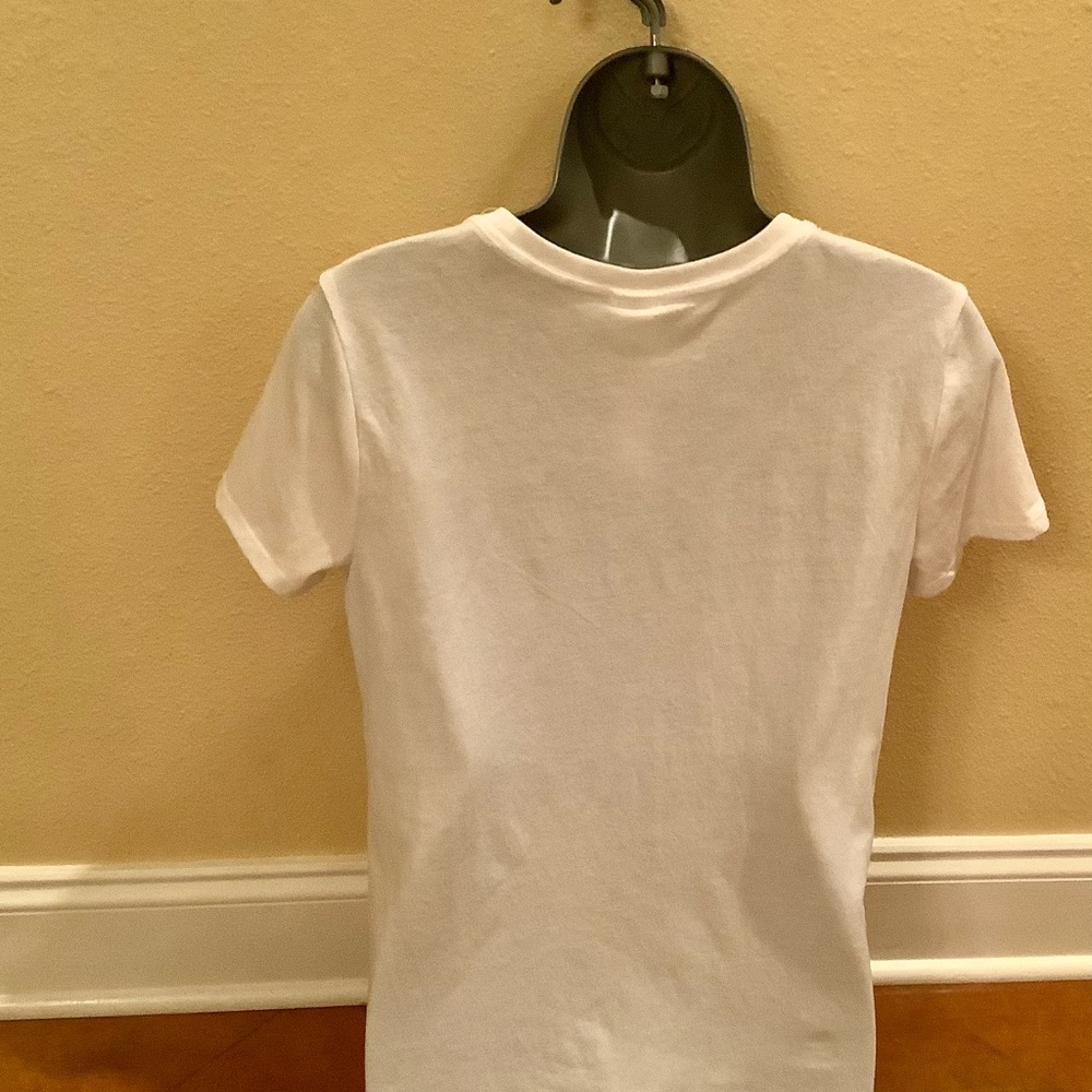 PINK Victoria's Secret colorful glittery Palm Tree Graphic Tee. NWT. Sz S - Picture 5 of 7